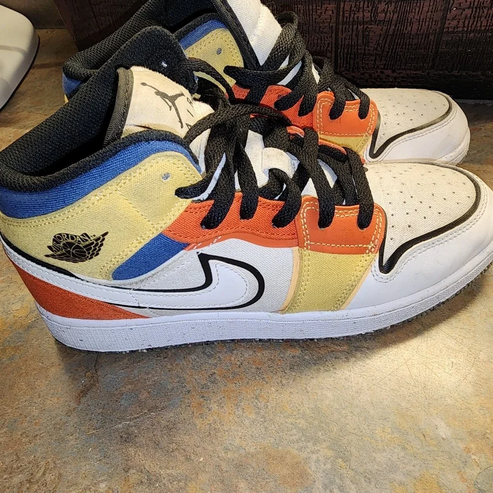 Nike Boys Air Jordan 1 DV1316-100 Multicolored Basketball Shoes Sneaker Size 6Y